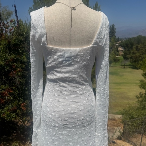 NWOT Princess Polly Lanchester Textured Whitr Long Sleeve Dress - Picture 5 of 9